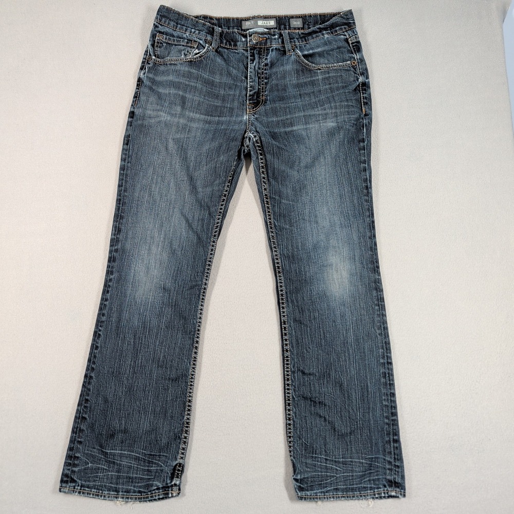 BKE Jeans Mens 36R (36x30) Blue Jake Bootleg Stretch Denim Casual Workwear